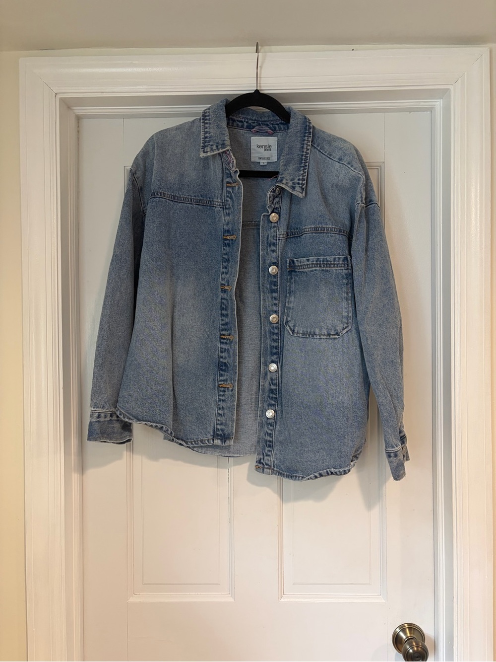 Kensie Light Blue Denim Button-Up Shacket